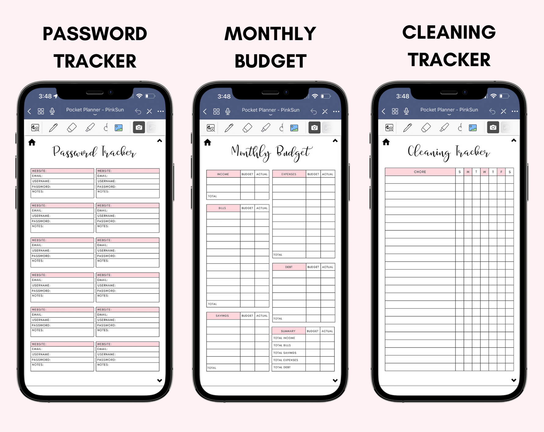 Digital Phone Planner Bundle