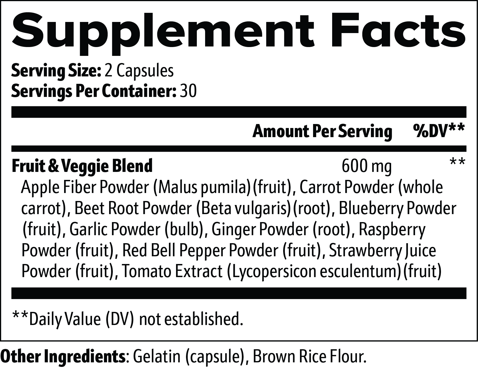 MY VITALS Fruits and Veggies