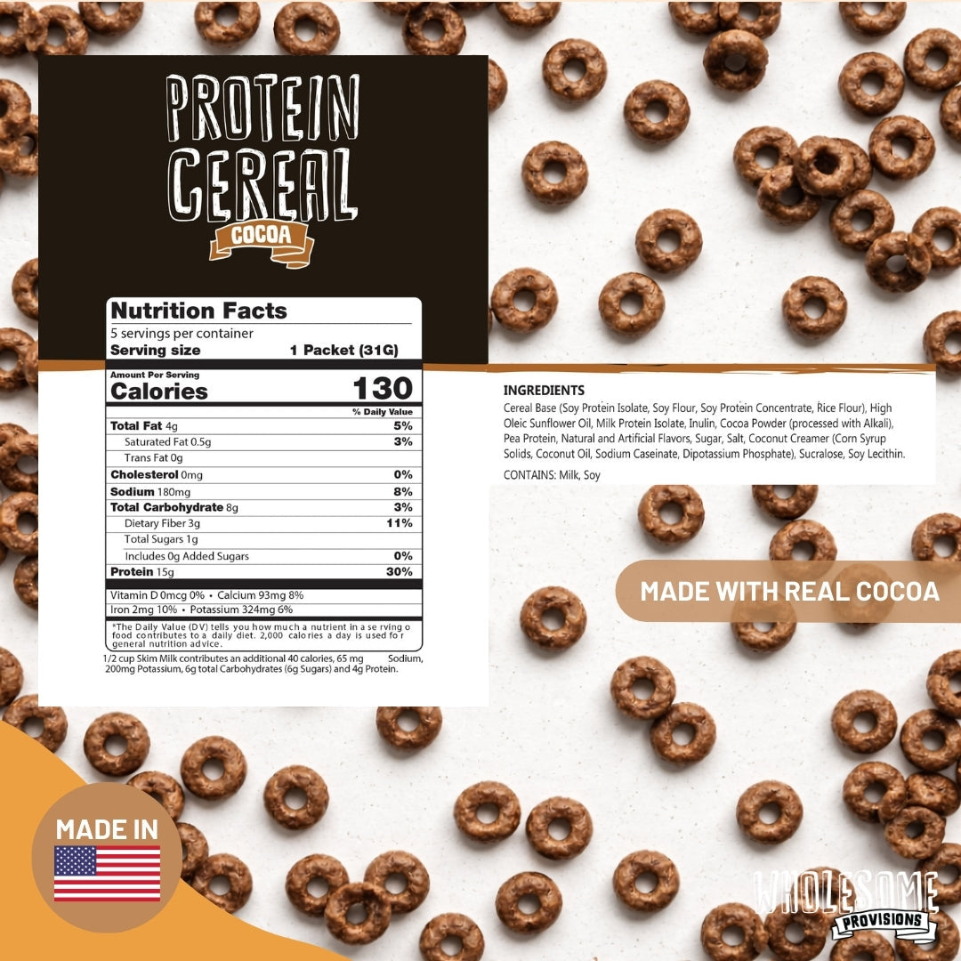 Cocoa Protein Cereal - High Protein & Fiber, Low Carb