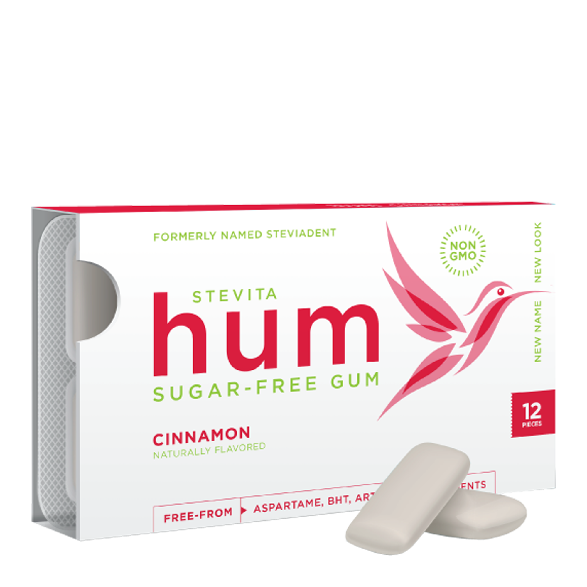 Stevita Hum Cinnamon Sugar-Free Gum – Keto-Friendly, Non-GMO, Gluten-Free Gum - 12 Pieces, Single Pack