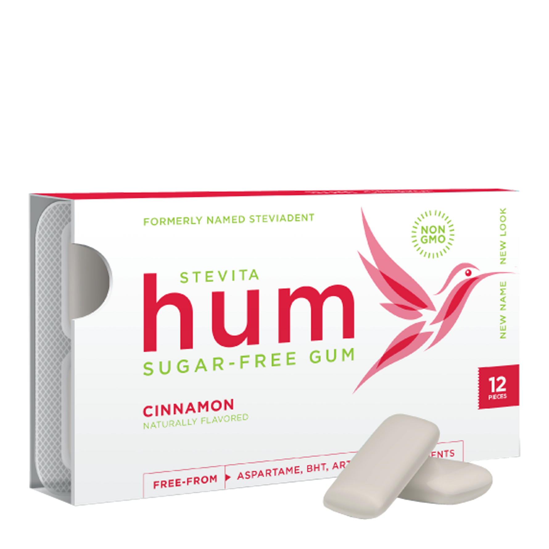 Stevita Hum Cinnamon Sugar-Free Gum – Keto-Friendly, Non-GMO, Gluten-Free Gum - 12 Pieces, Single Pack