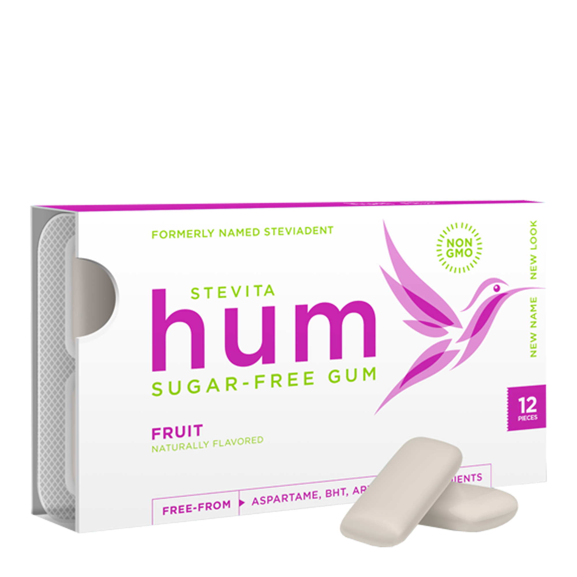 Stevita Hum Fruit Sugar-Free Gum – Keto-Friendly, Non-GMO, Gluten-Free Gum - 12 Pieces, Single Pack