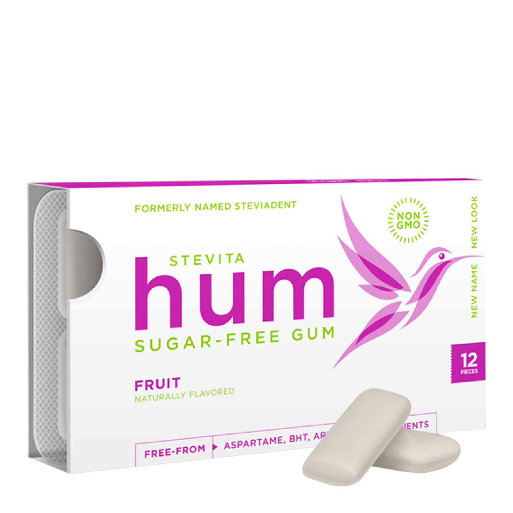 Stevita Hum Fruit Sugar-Free Gum – Keto-Friendly, Non-GMO, Gluten-Free Gum - 12 Pieces, Single Pack
