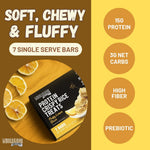 Lemon Glaze Protein Rice Crispy Treats - 15g Protein, Low Carb 4g Net, High Fiber, Soft & Chewy