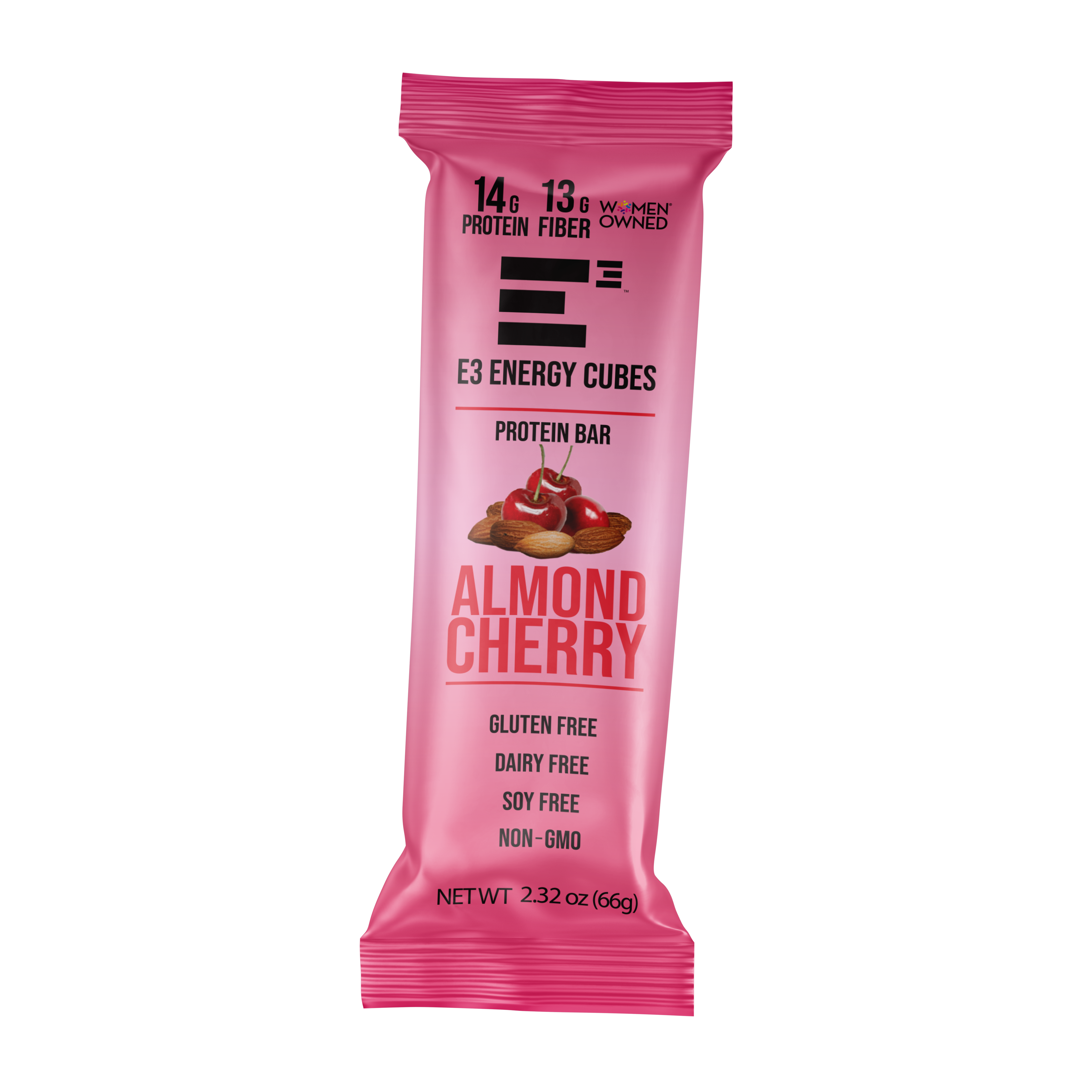 Almond Cherry E3 Energy Cubes | High-Fiber, All-Natural Protein Bars (12 bars)