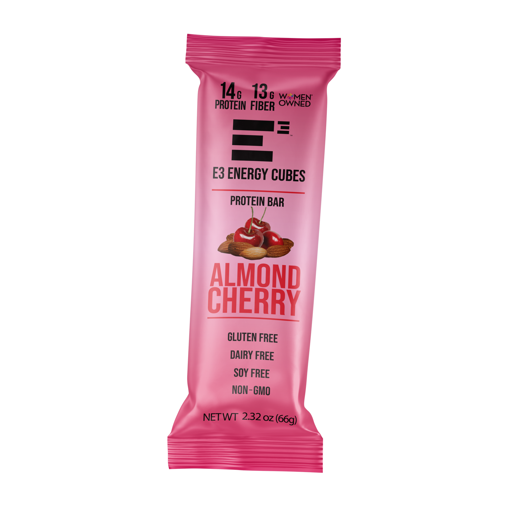 Almond Cherry E3 Energy Cubes | High-Fiber, All-Natural Protein Bars (12 bars)