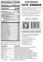 Coconut Keto Cookies (7oz) - Vegan, Organic, Gluten-Free, 0g Refined Carbs. 2.8g Net Carbs.