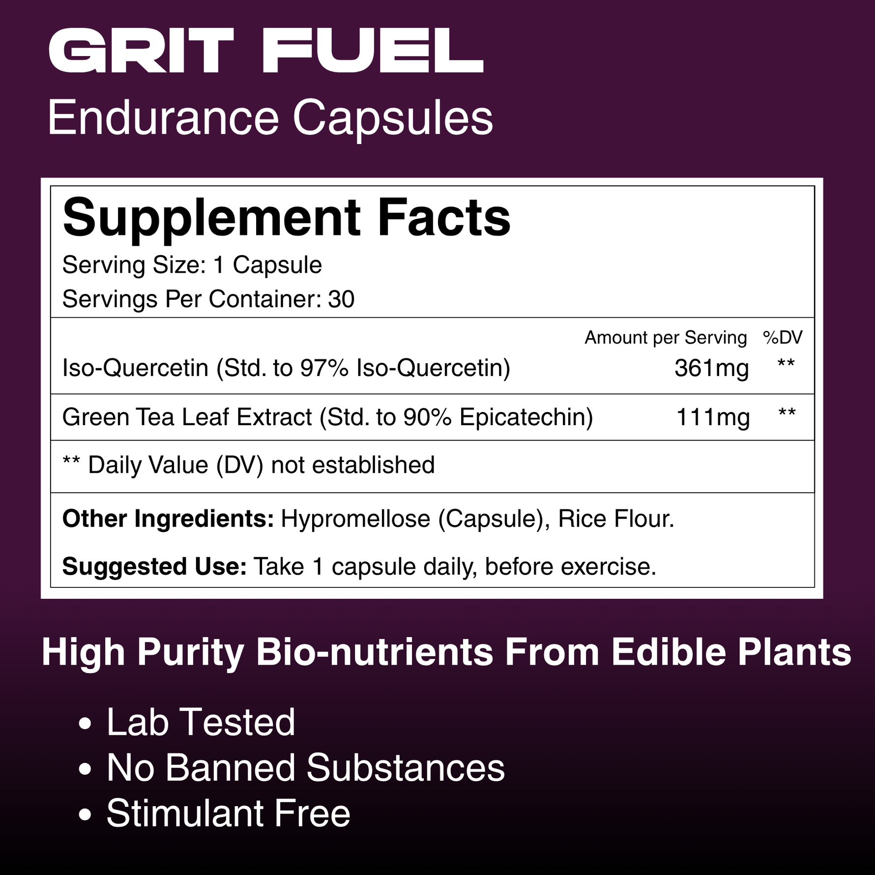 Grit Fuel Endurance Capsules - 30 Day Supply