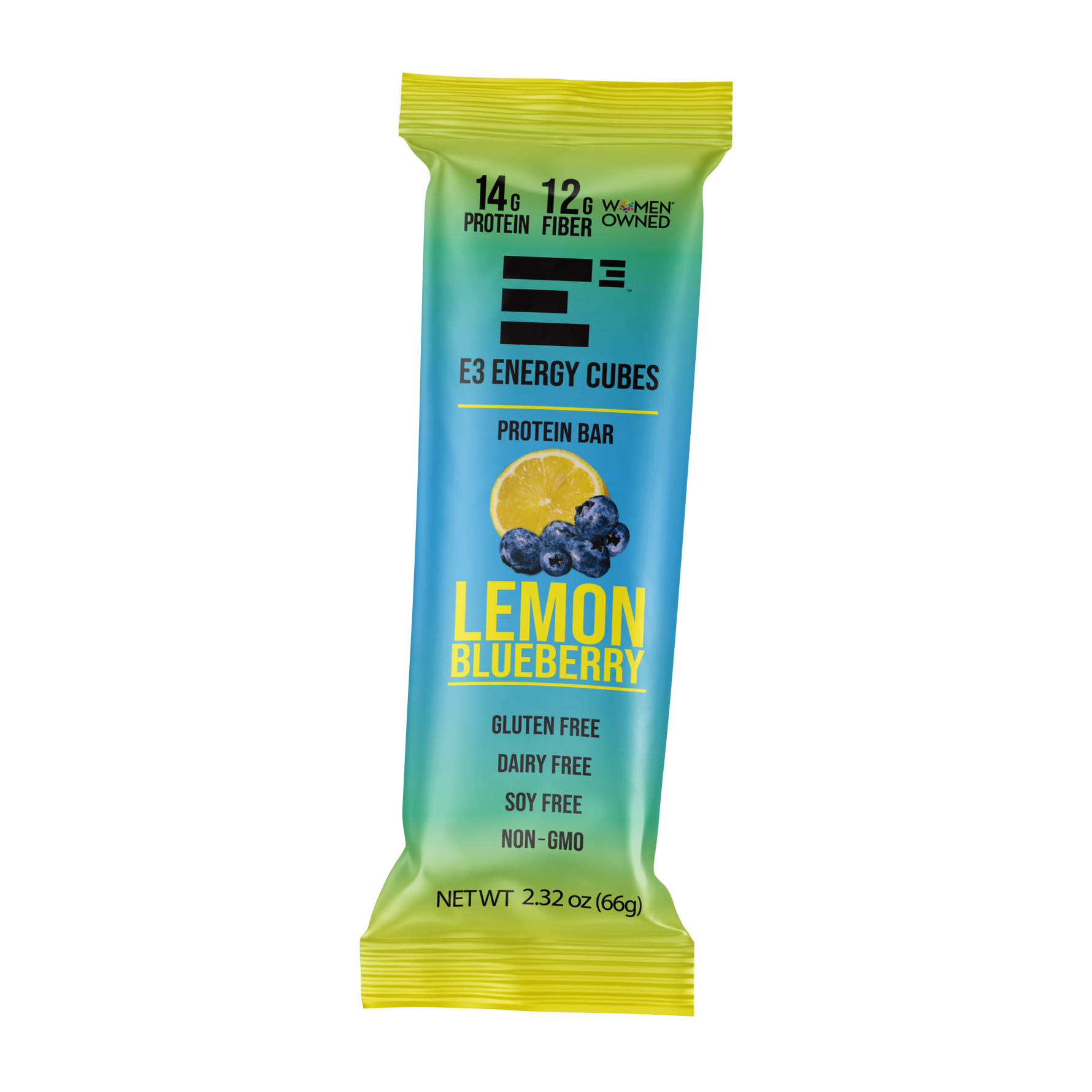 Lemon Blueberry E3 Energy Cubes | High-Fiber, All-Natural Protein Bars (12 bars)