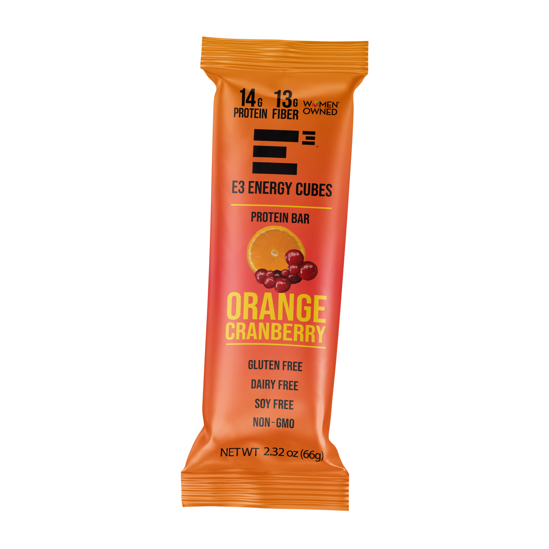 Orange Cranberry E3 Energy Cubes | High-Fiber, All-Natural Protein Bars (12 bars)