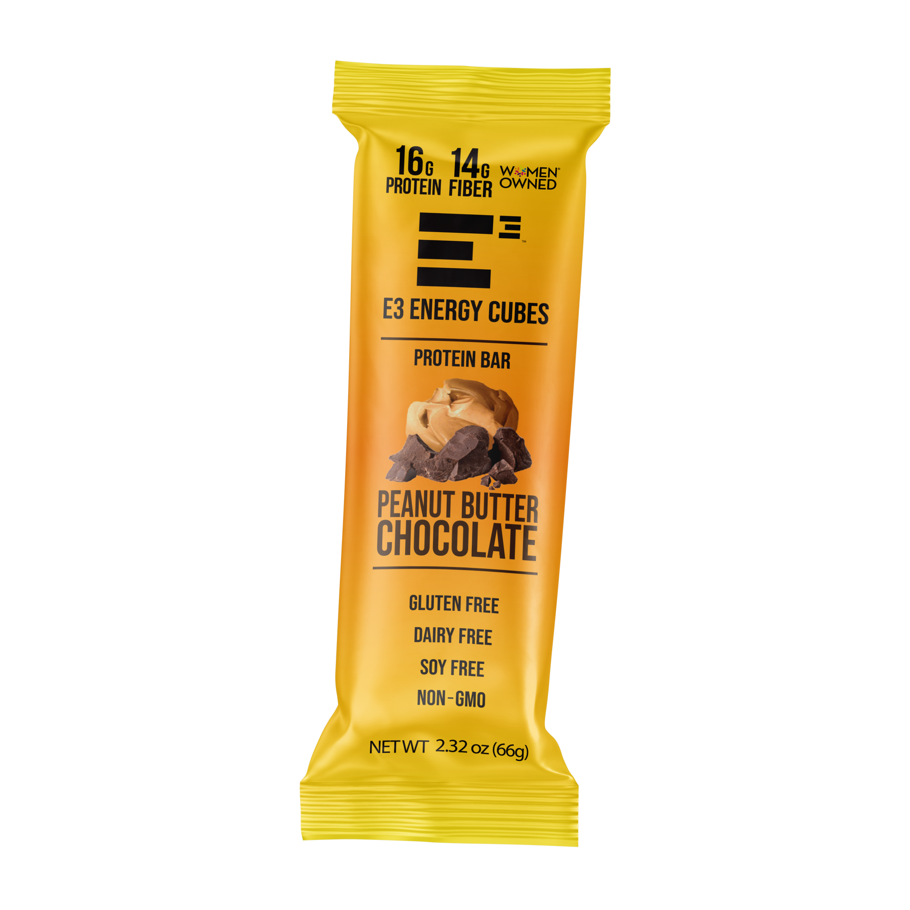 Peanut Butter & Chocolate E3 Energy Cubes | High-Fiber, All-Natural Protein Bars (12 bars)