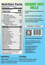 Coconut-Date Rolls - Original (7oz) - 0g refined carbs. Gluten free, Raw, vegan, organic, paleo friendly.