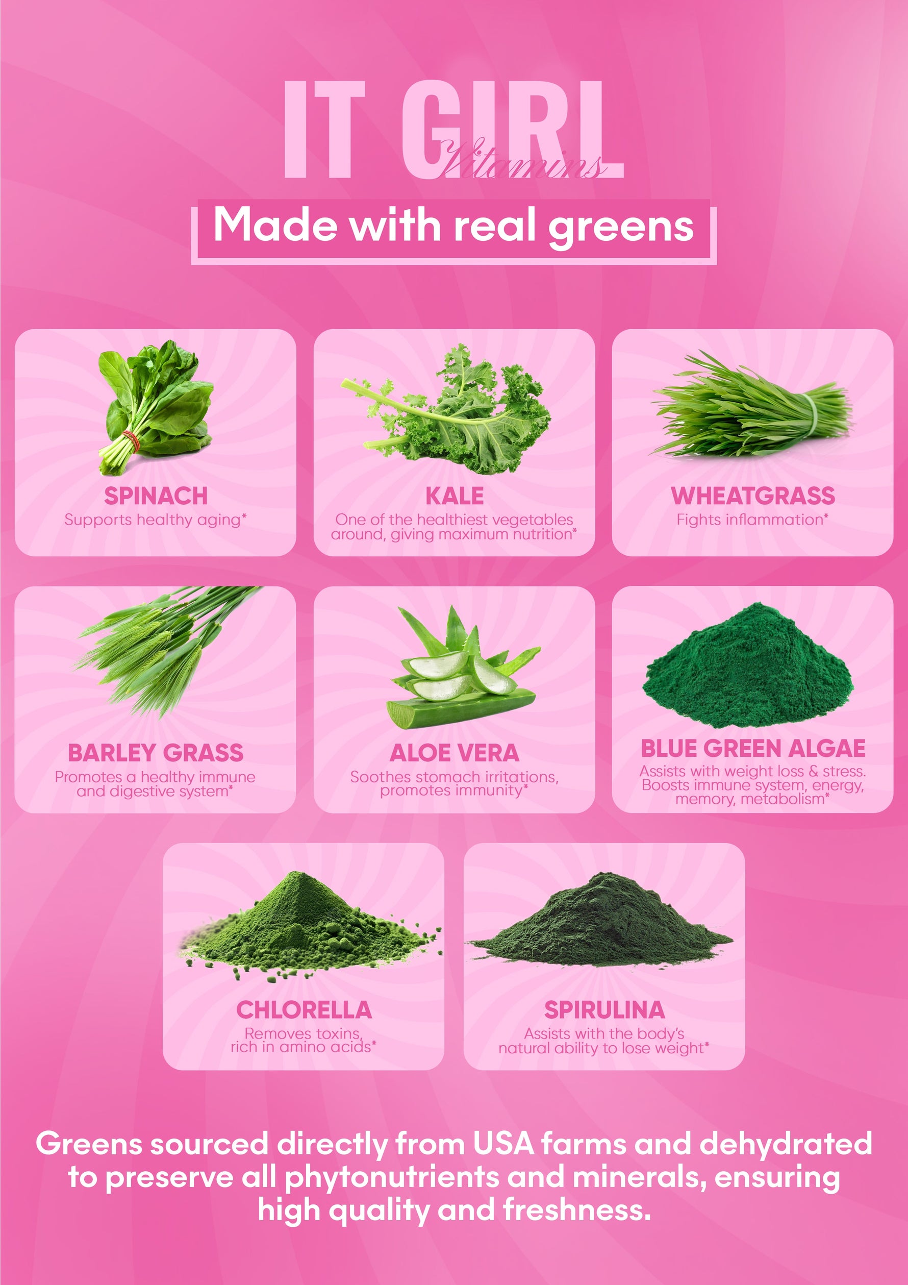 It Girl Superfood Greens Lollipops - Vegan Candy with Supergreens, Vitamins & Antioxidants
