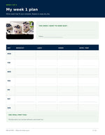 Preview of an undated weekly meal planning worksheet in the MDI ACTIVE workbook